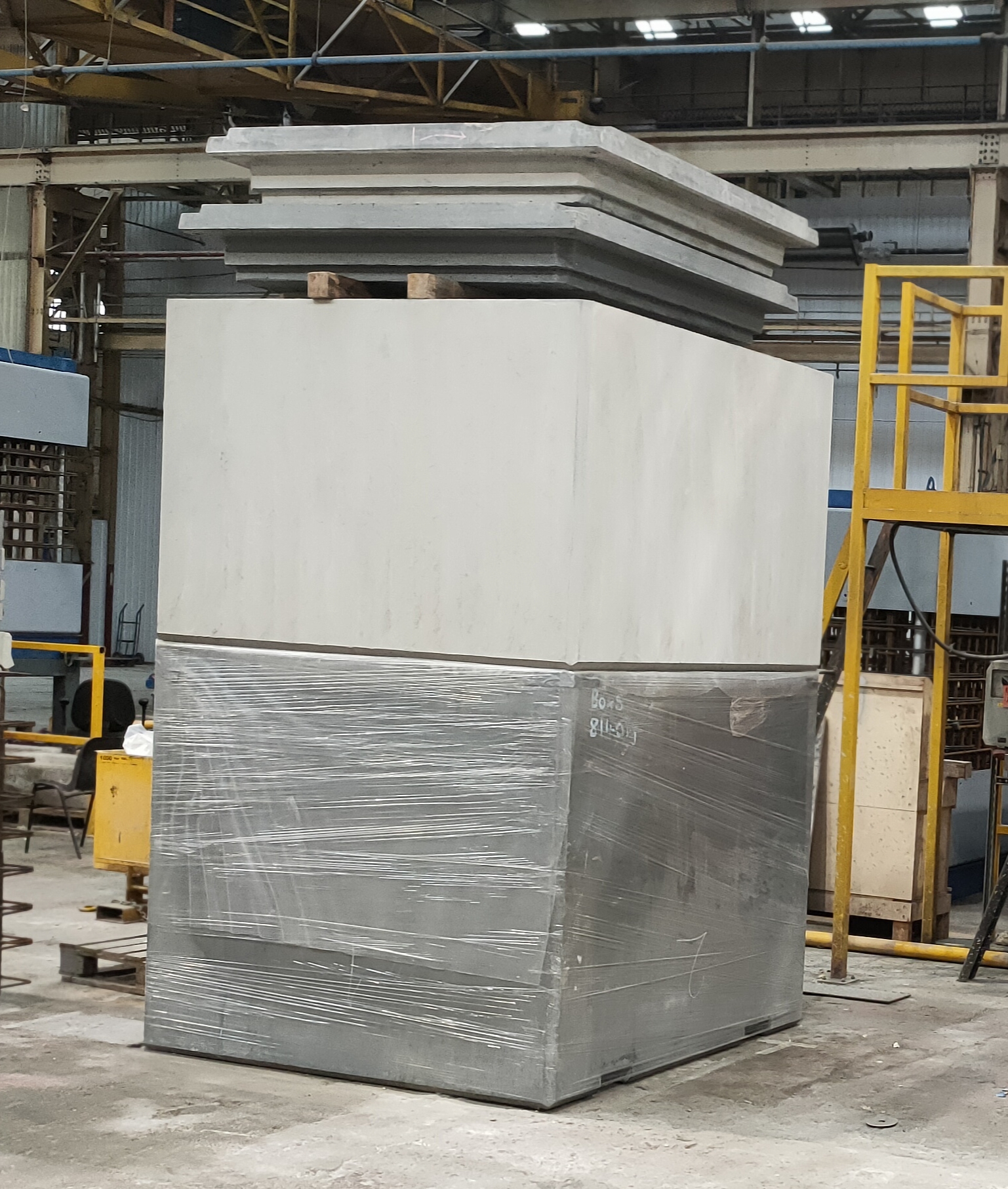 shielded concrete waste container